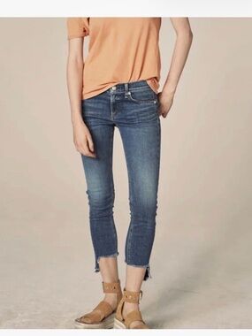 Rag & Bone Women's Medium Wash Capri Hampton Fray Step Hem Capri Jeans Size 26